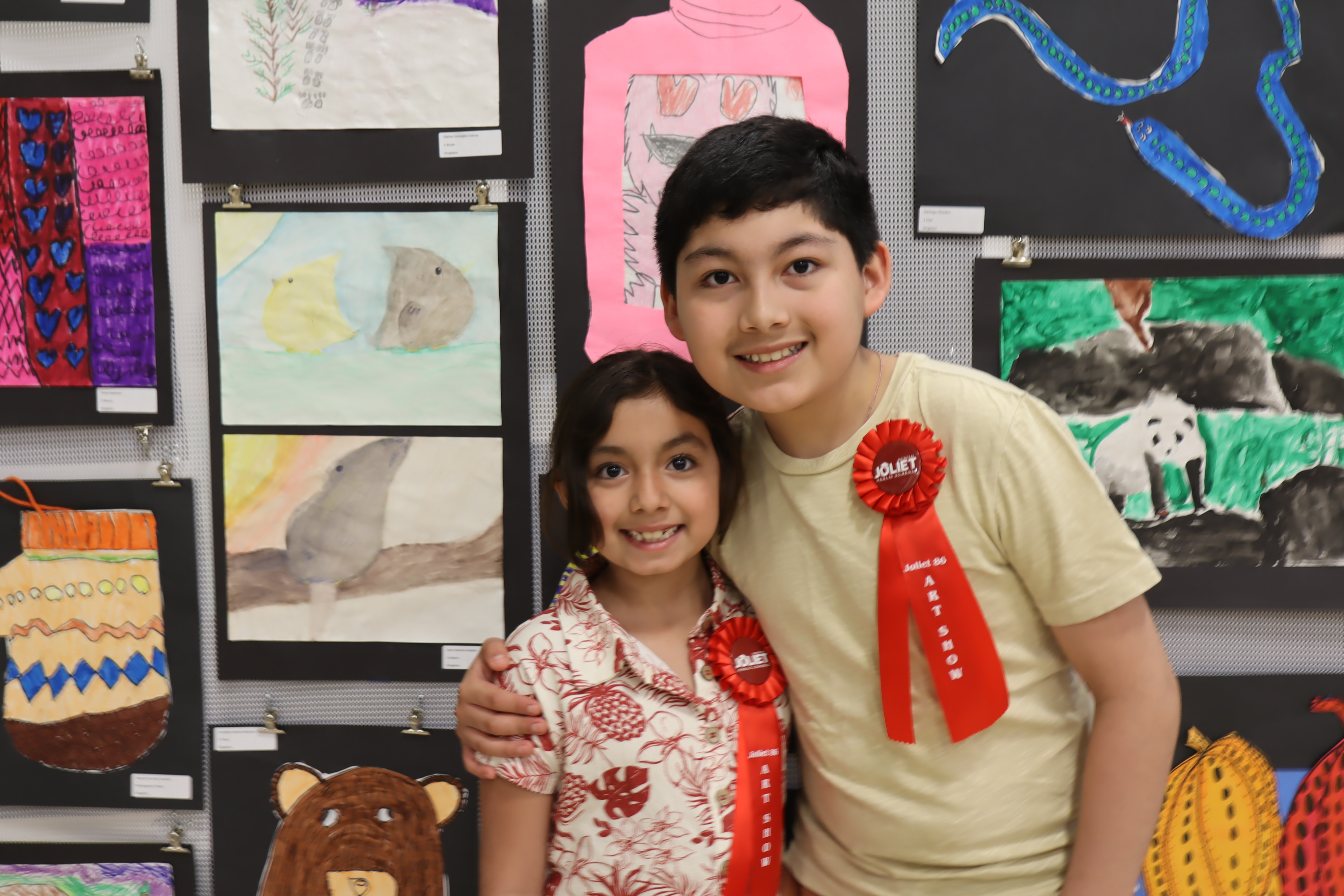 Singleton students at art show