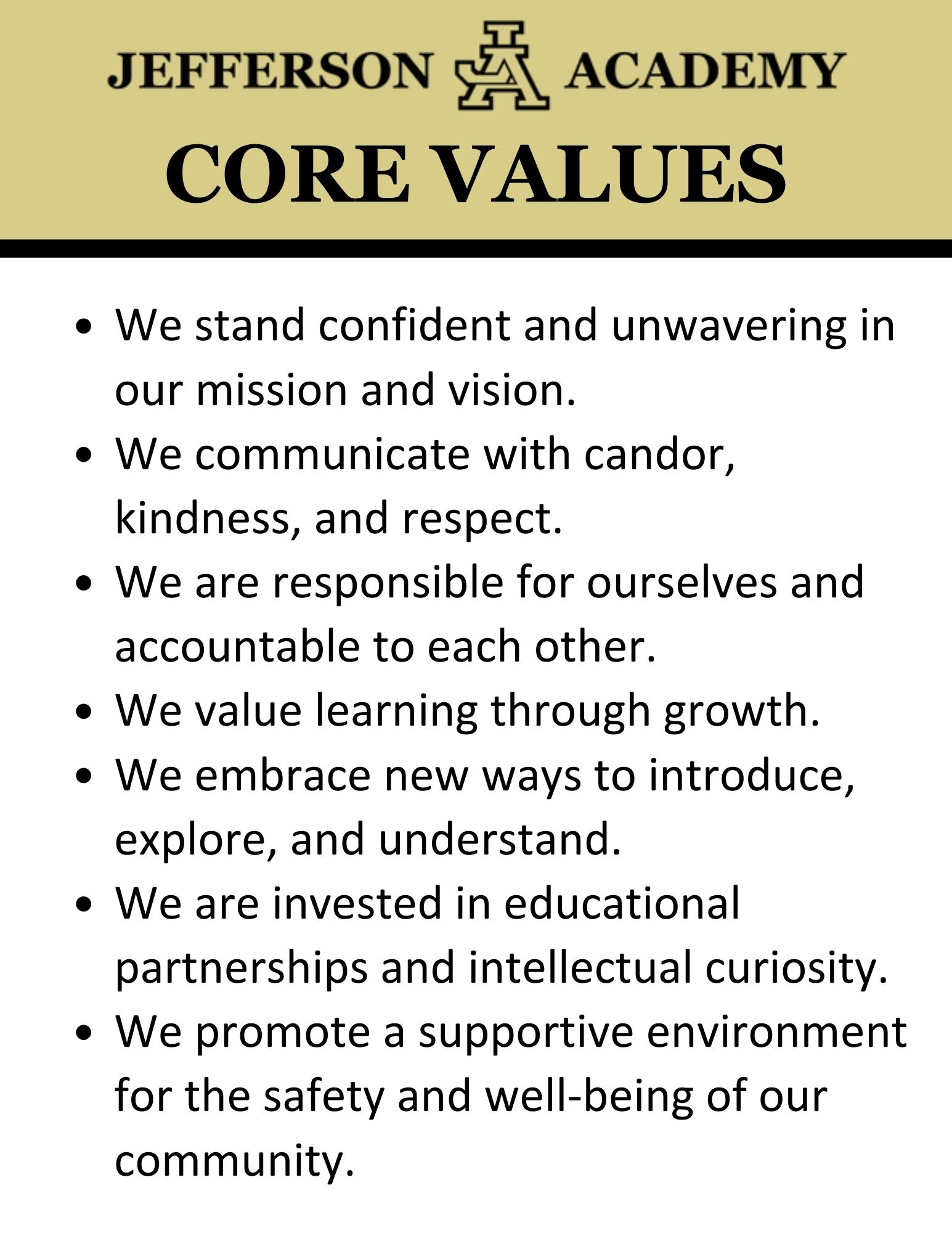 JA core values flyer