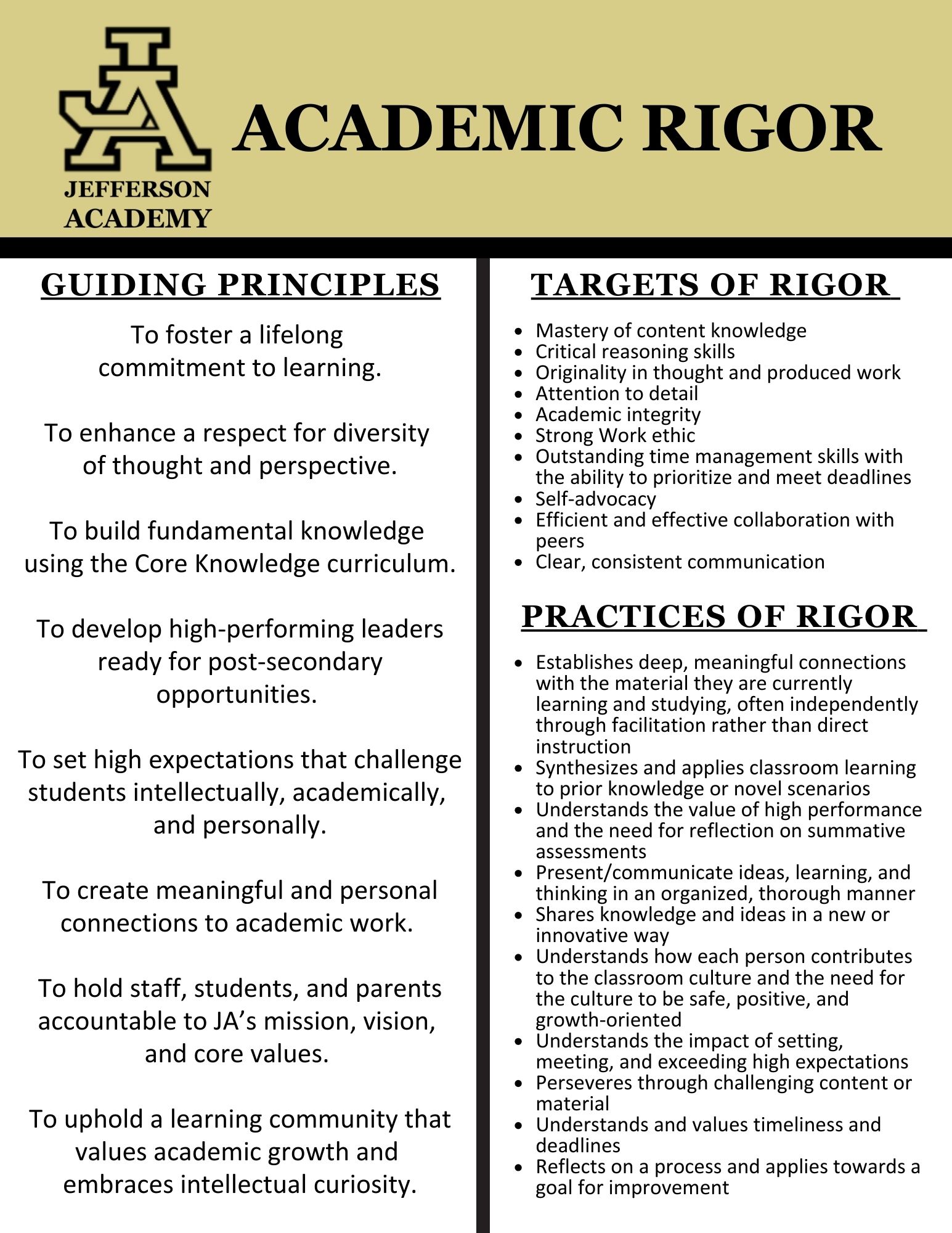 Academic Rigor flyer