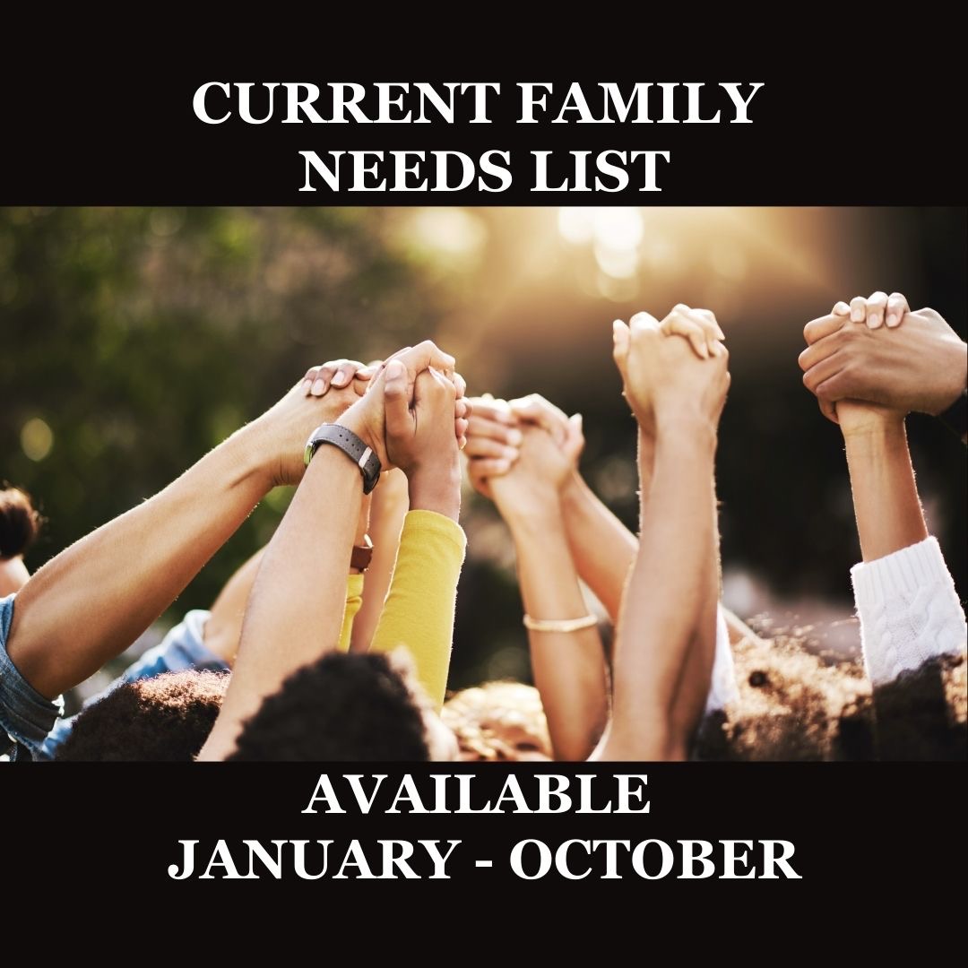 Current Family Needs List: group holding hands above heads