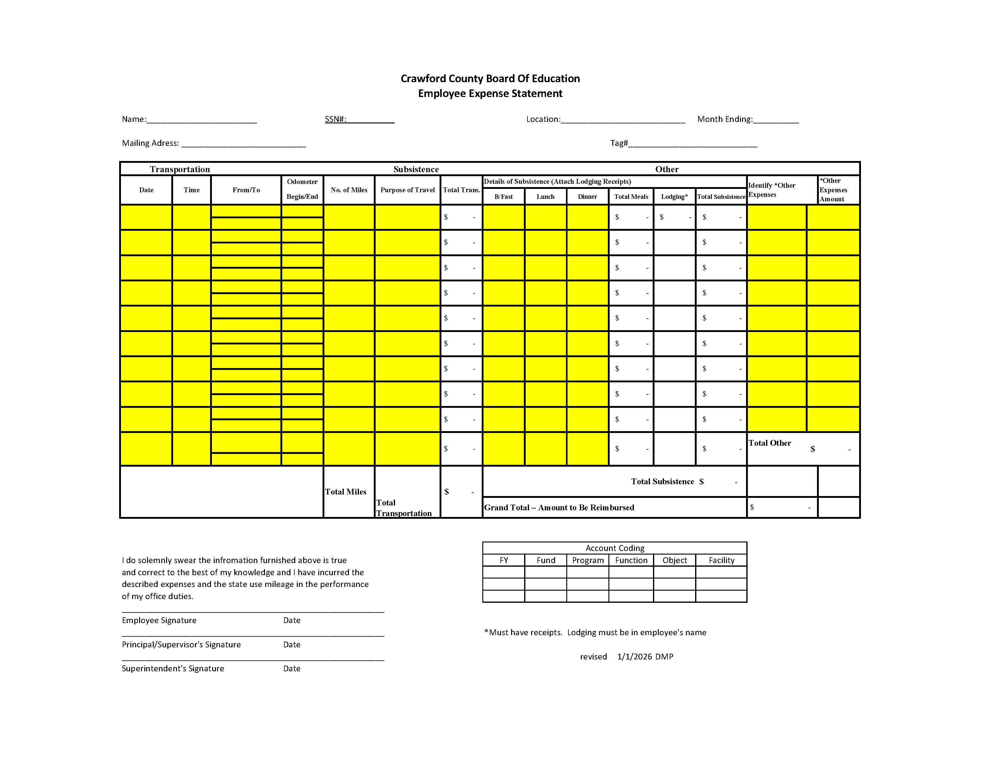 Interactive Expense form. PDF