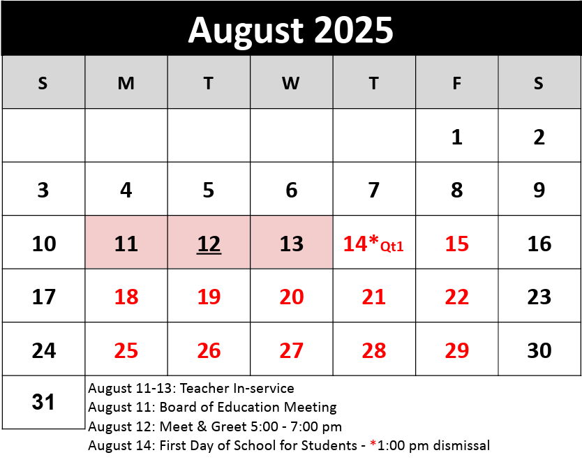 August Calendar
