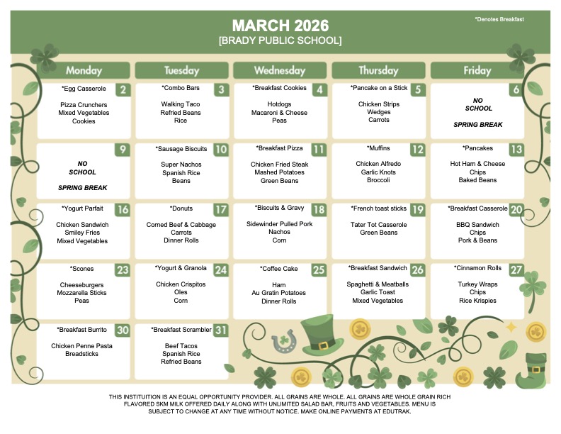 march lunch menu