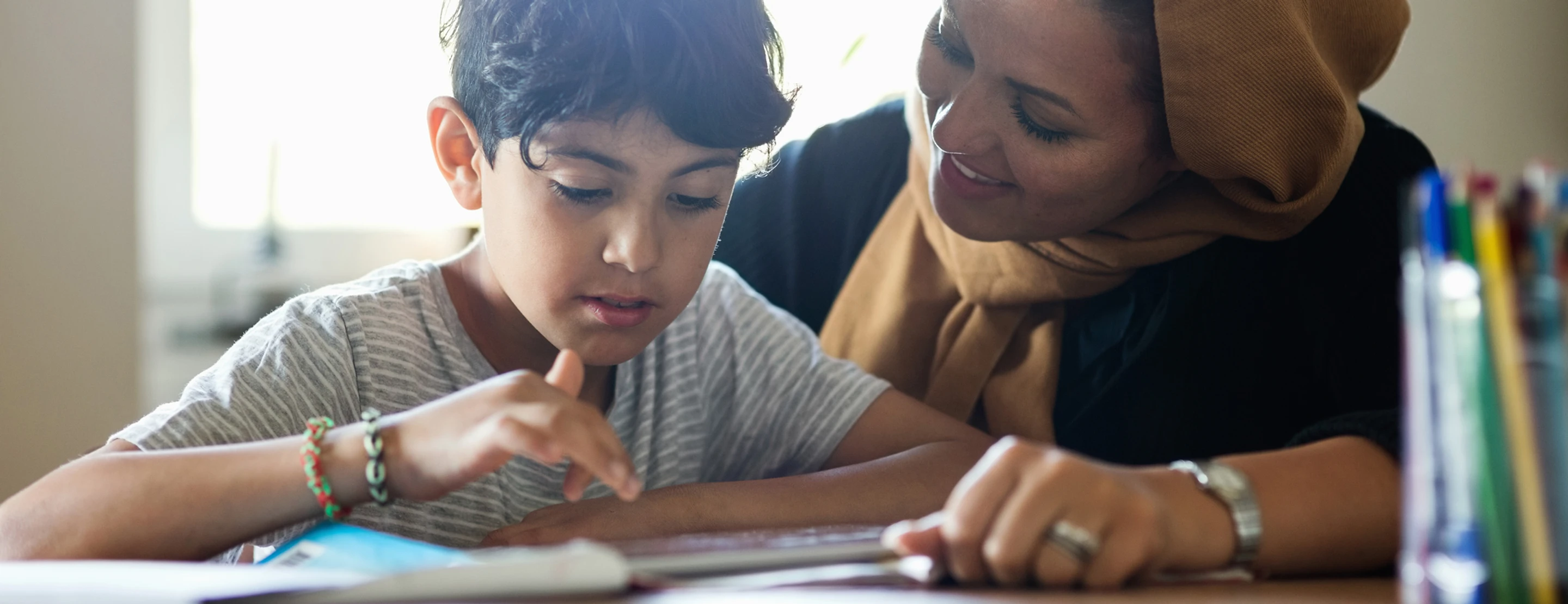 Mom teaching child