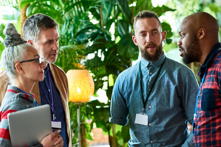 educators chatting at a conference