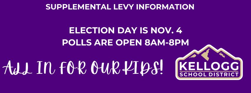 ALL In for Our Kids! election day is Nov. 4 POlls are open 8AM-8PM Supplemental Levy Information