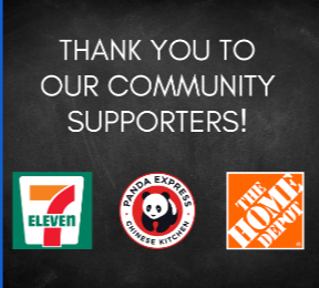 Thank you to our community supporters! With logos from 7-Eleven, Panda Express and The Home Depot