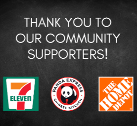 Thank you to our community supporters! With logos from 7-Eleven, Panda Express and The Home Depot