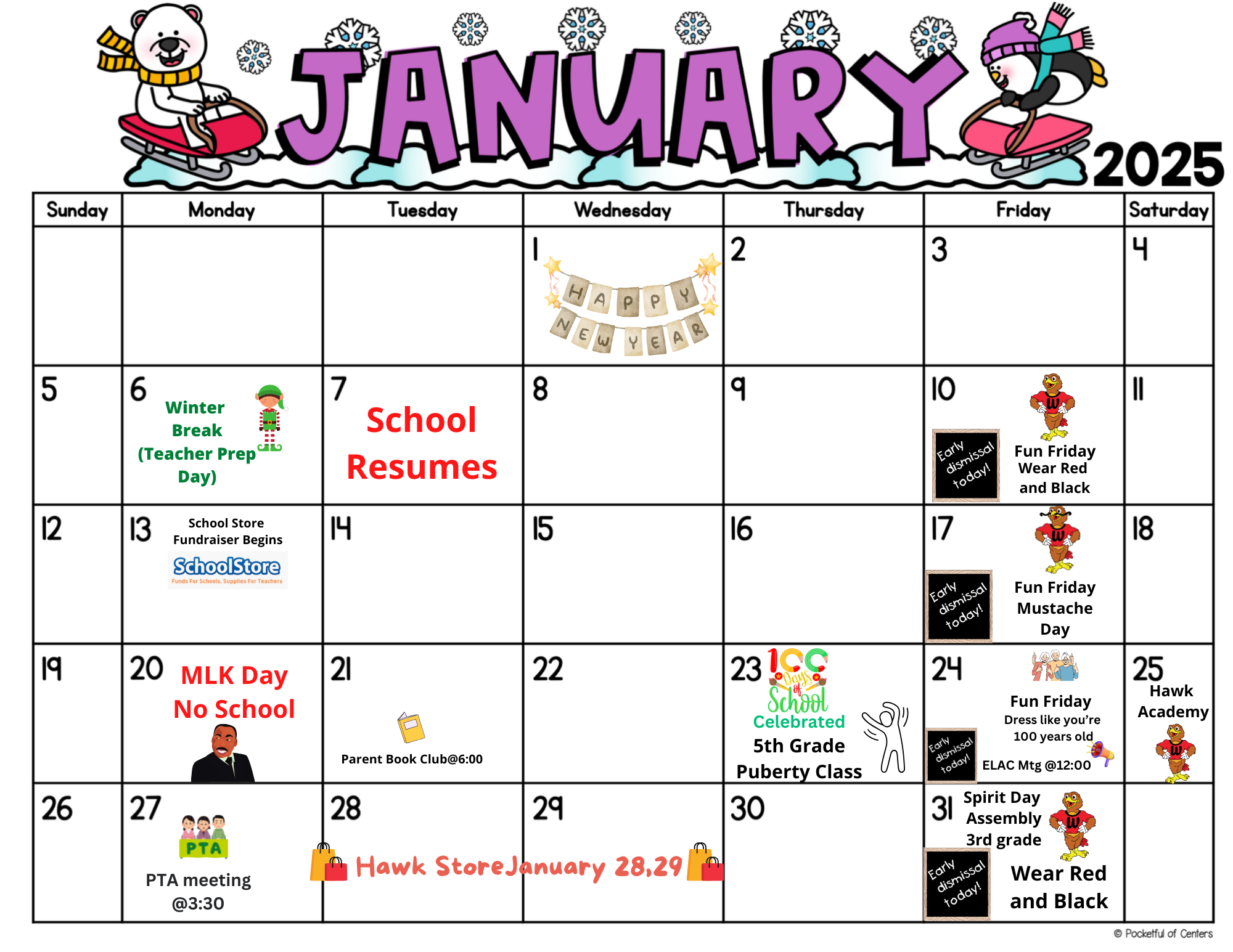 Jan Parent Calendar