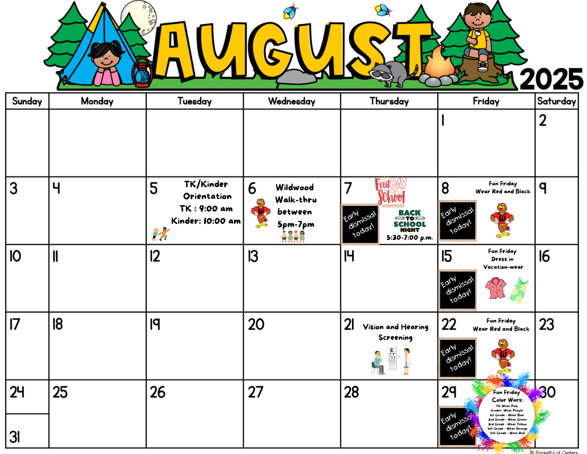 August Parent Calendar