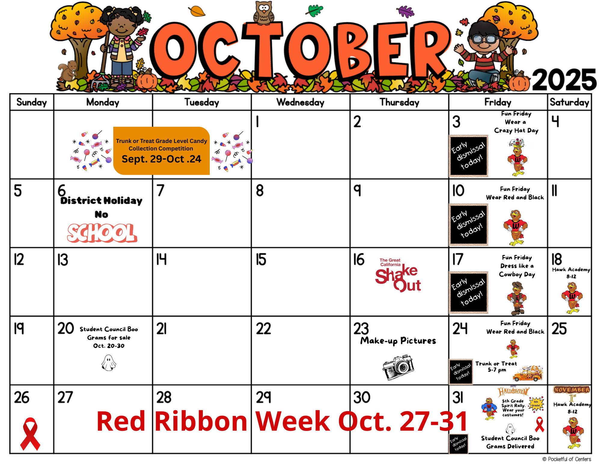 October Parent Calendar
