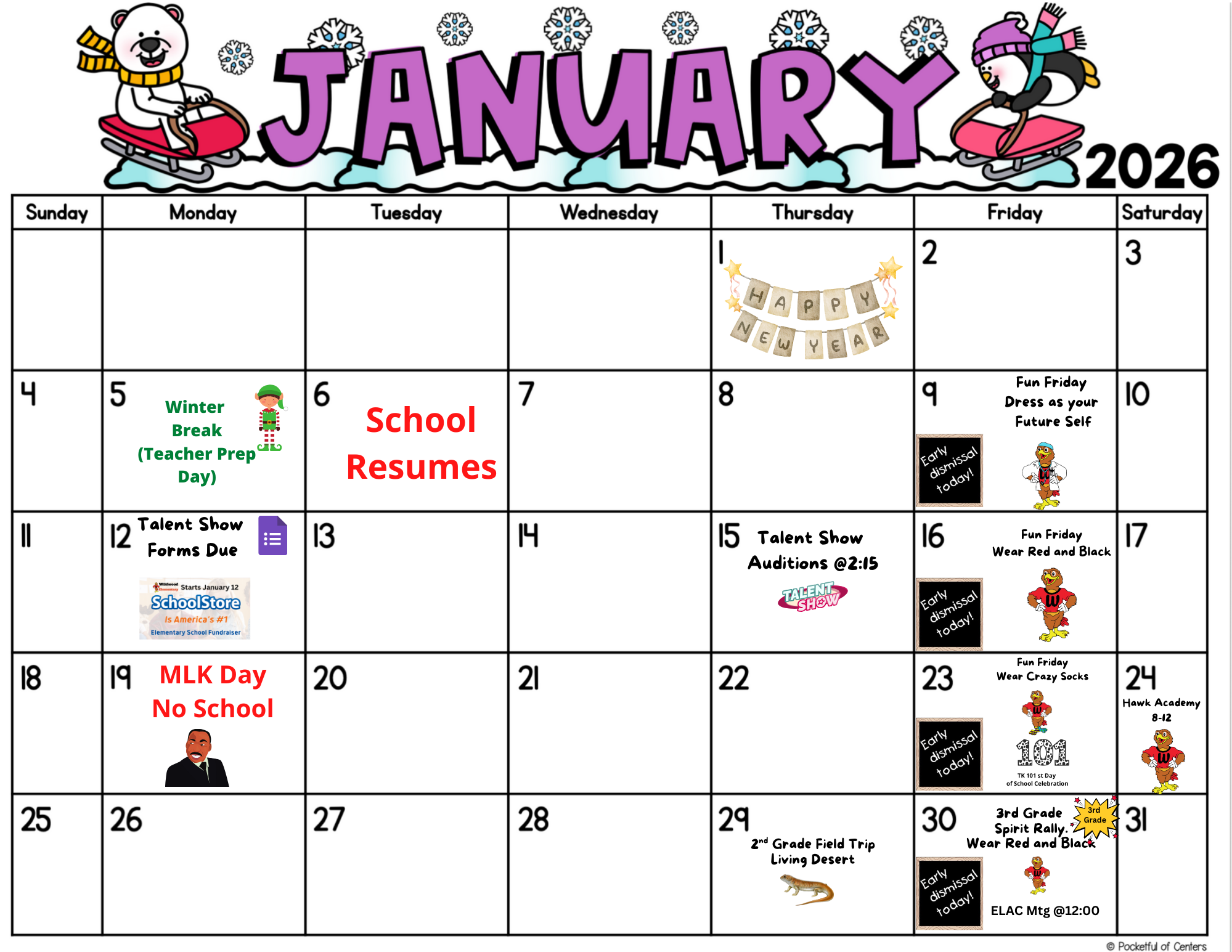 Jan Parent Calendar