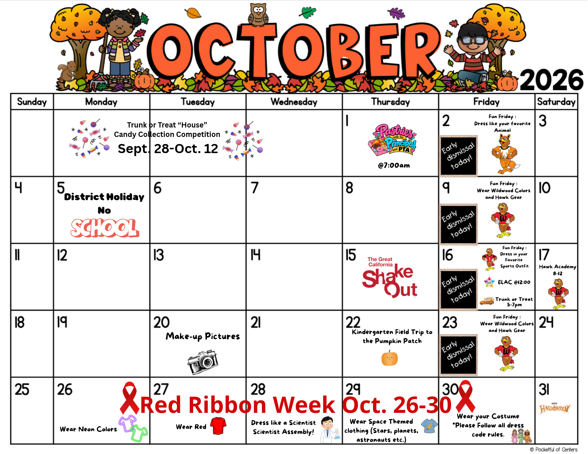 oct parent calendar