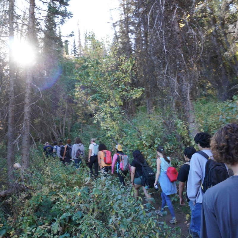 Two Rivers students and staff on a hike