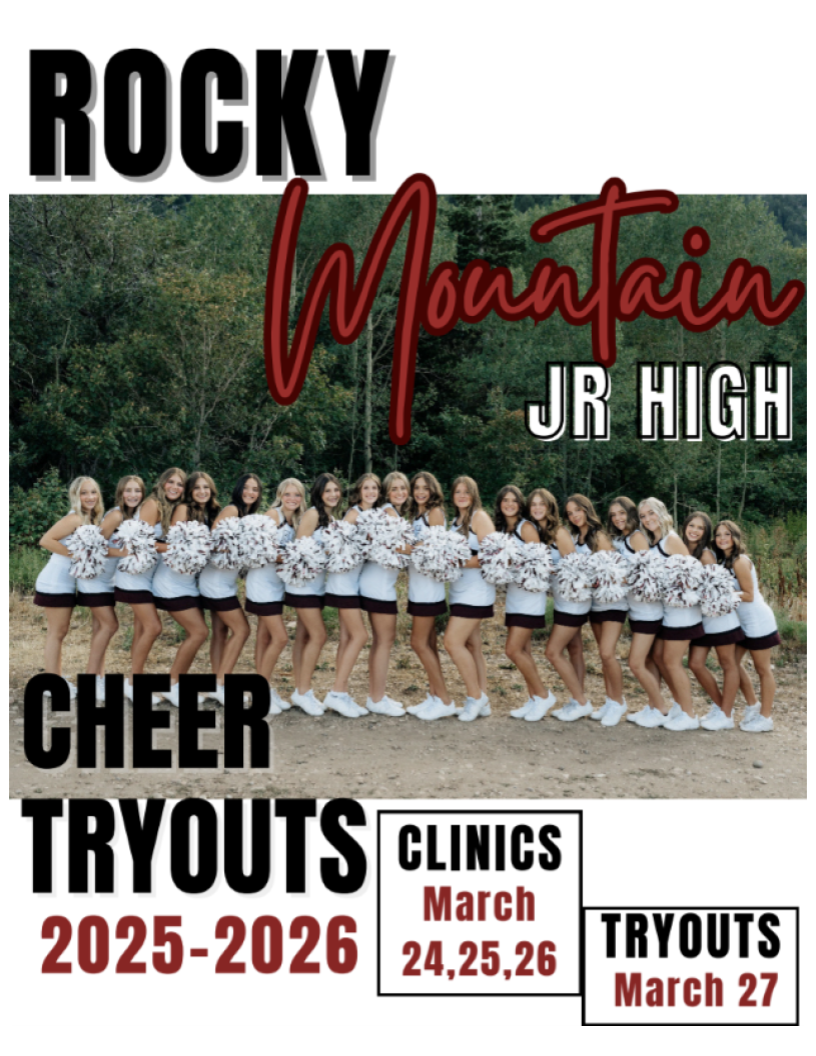 Rocky Mountain Cheer Tryout Information. Clinics will be March 24-26, with tryouts on March 27th.