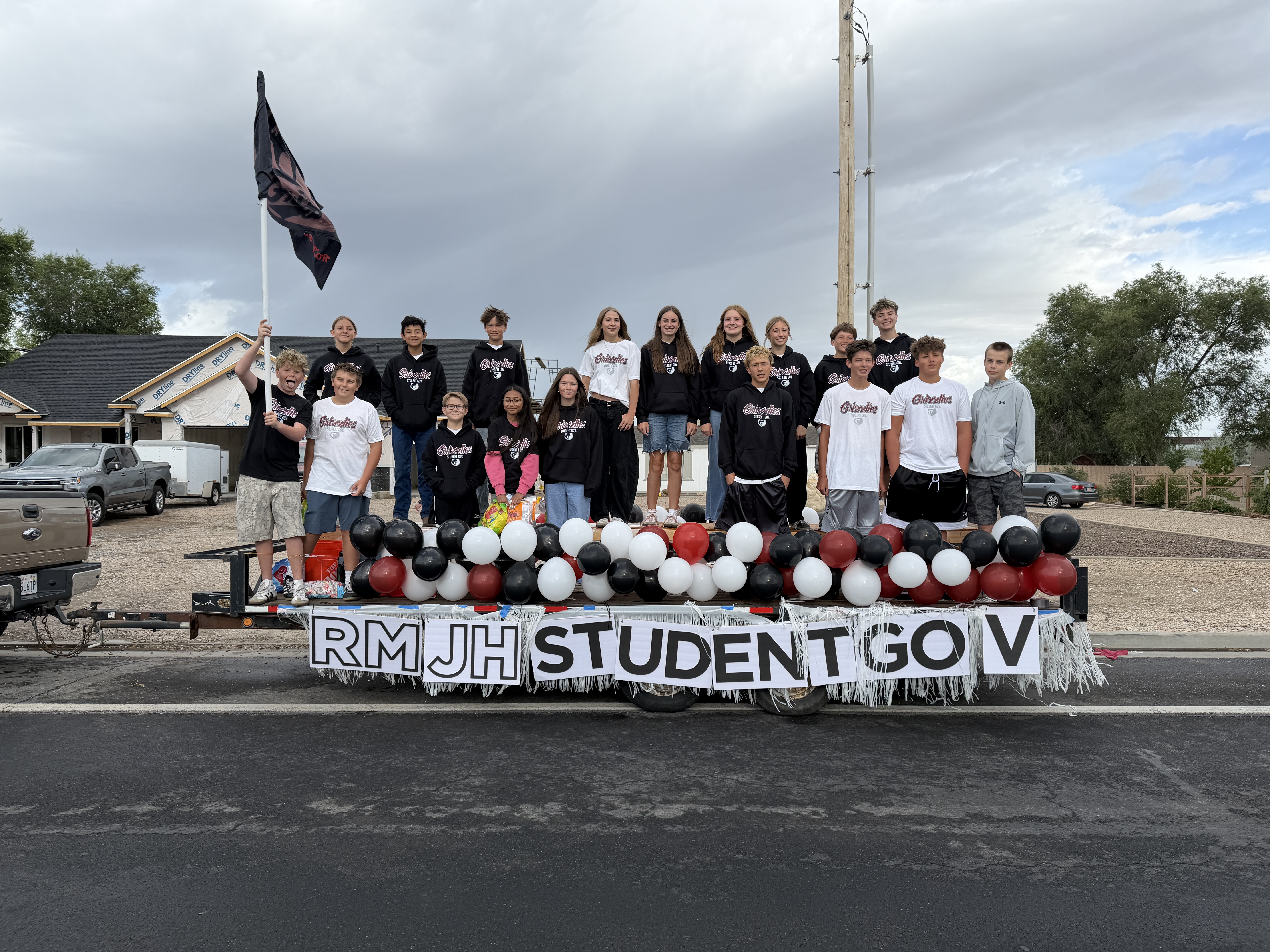 picture of students on a float