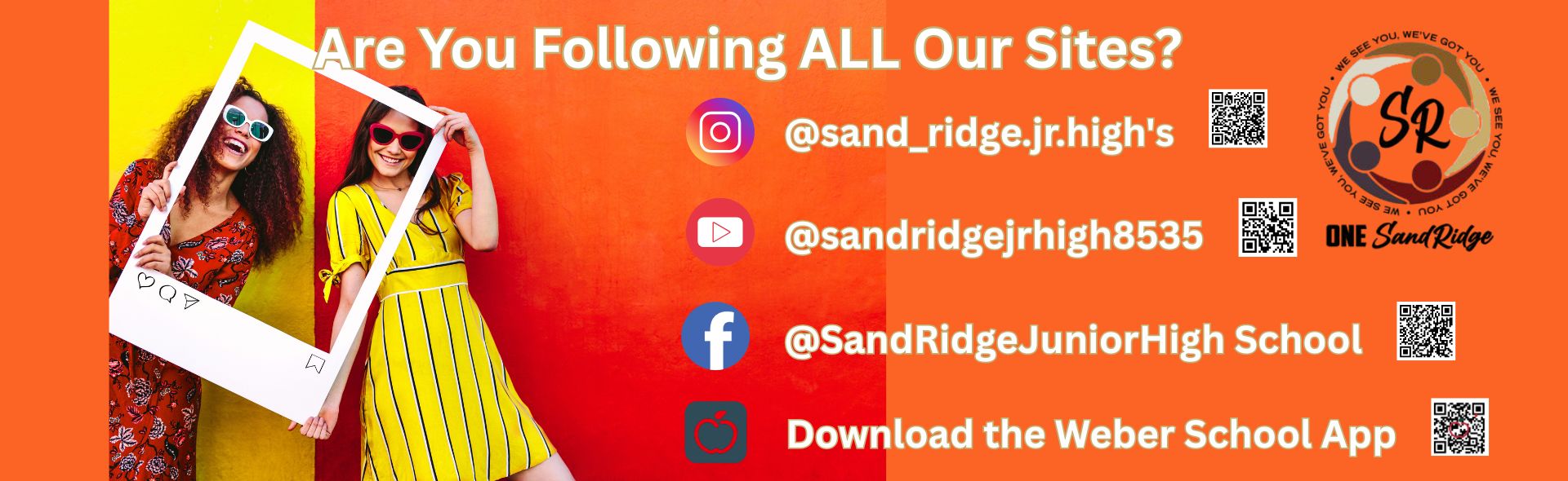 Follow us on Facebook, Instagram, YouTube and WeberSchool District App