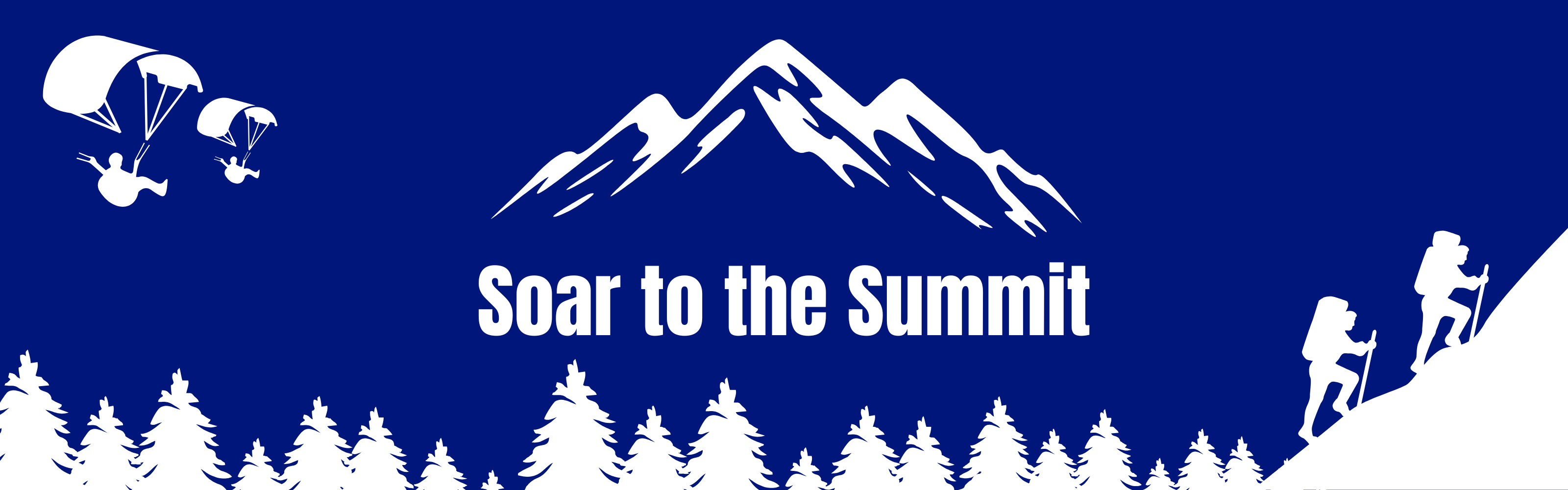 Soar to the Summit school theme with mountain landscape and hikers