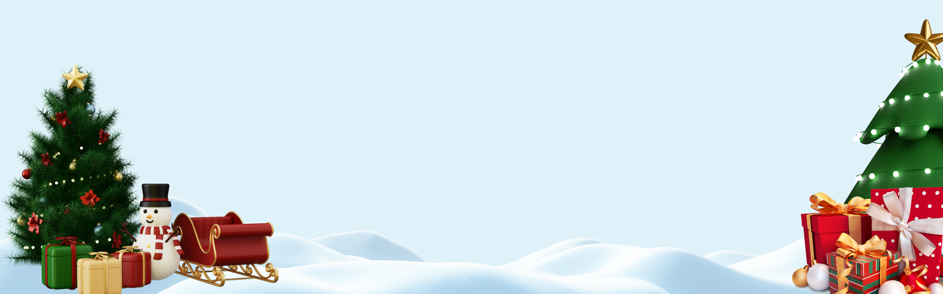 Winter scene with christmas trees