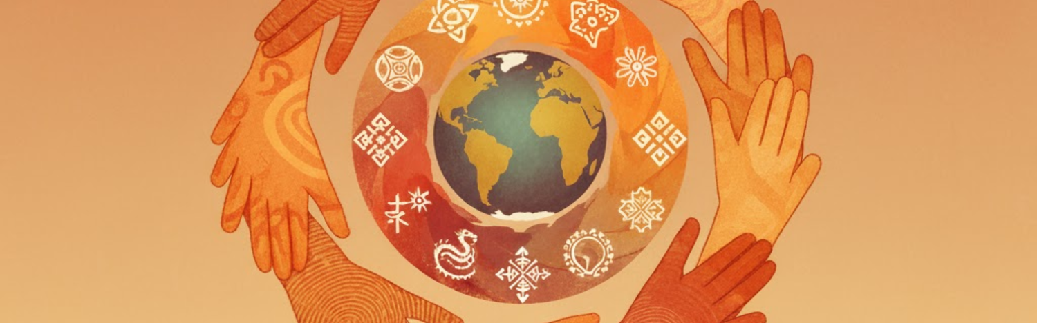 Decorative - World with hands going around the globe