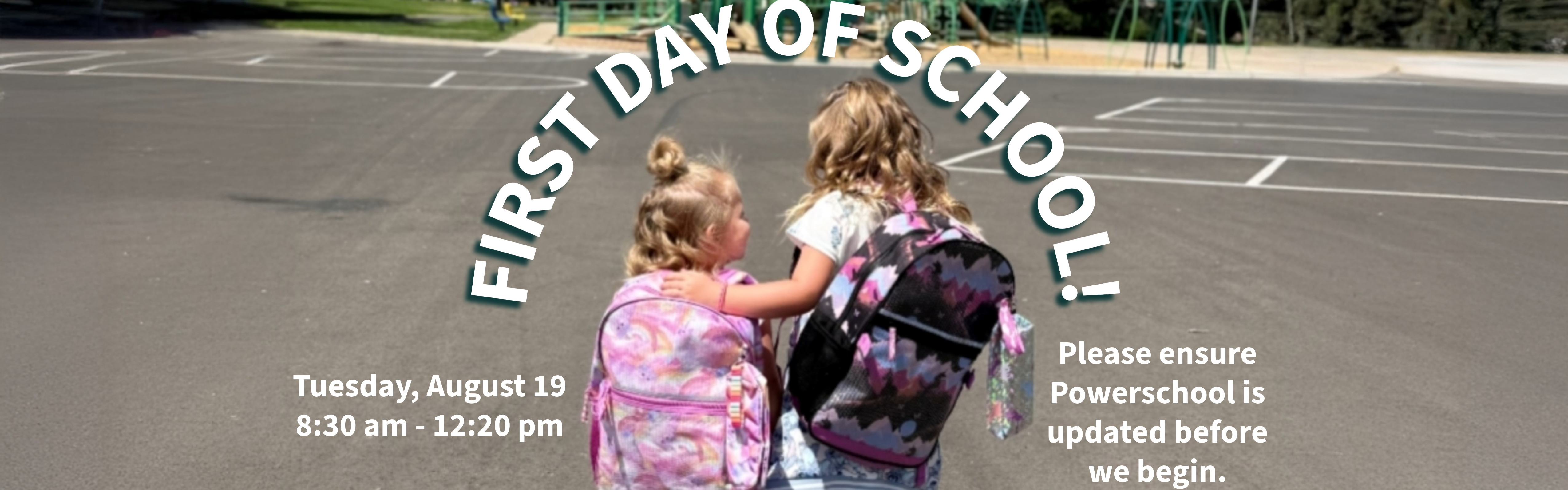 Students walking toward the playground with their backpacks on.