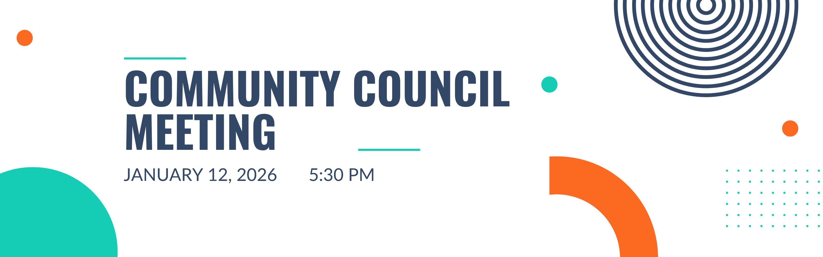 Community Council Meeting on January 12, 2026 at 5:30 pm