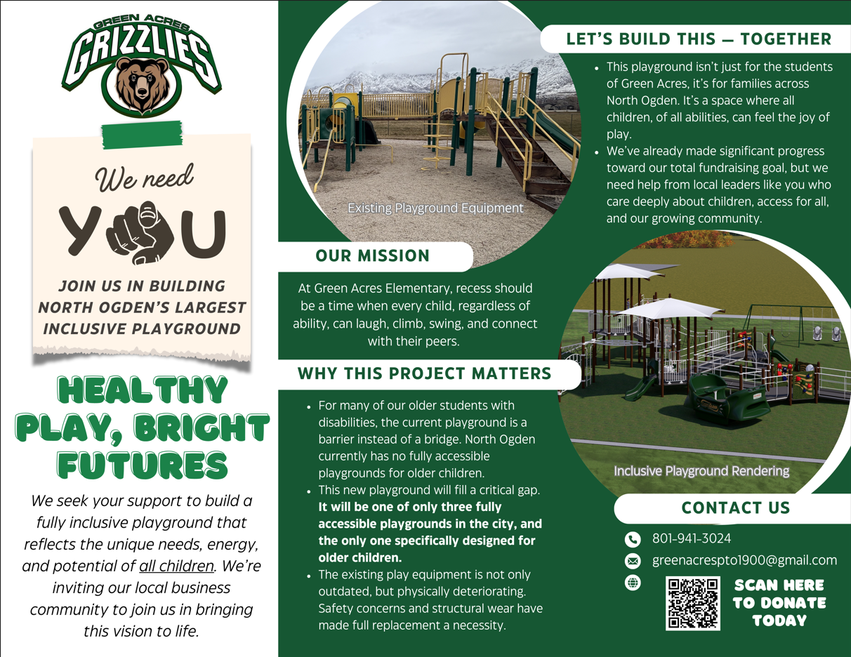 Flyer with all the information for the new playground.