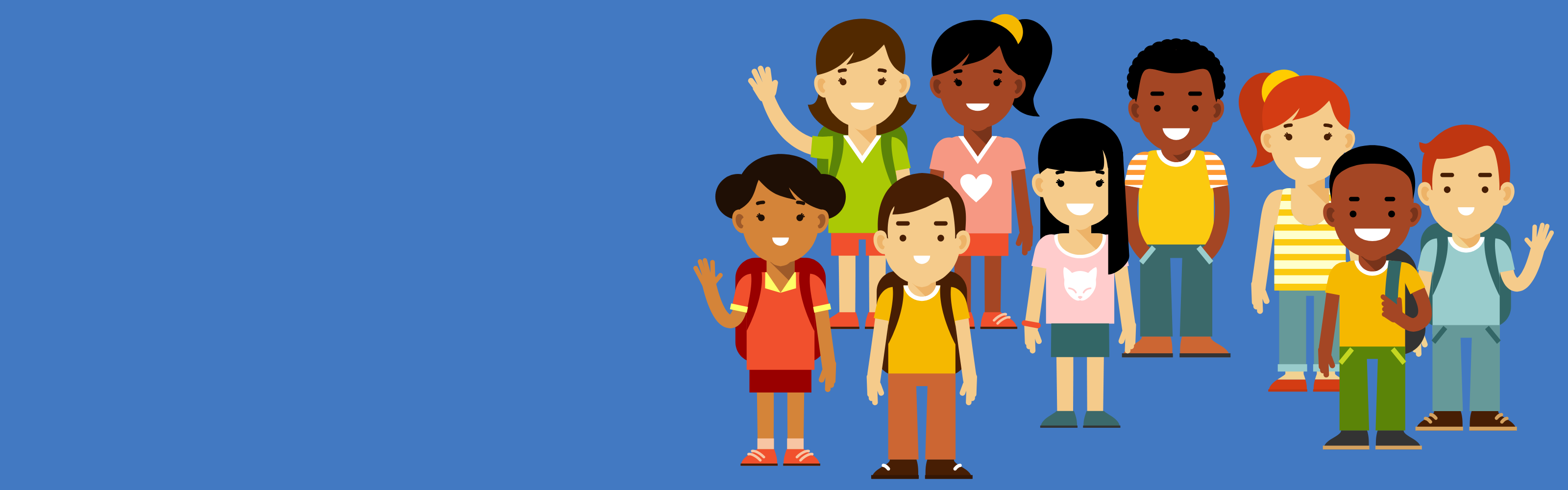 Blue background with group of students clipart