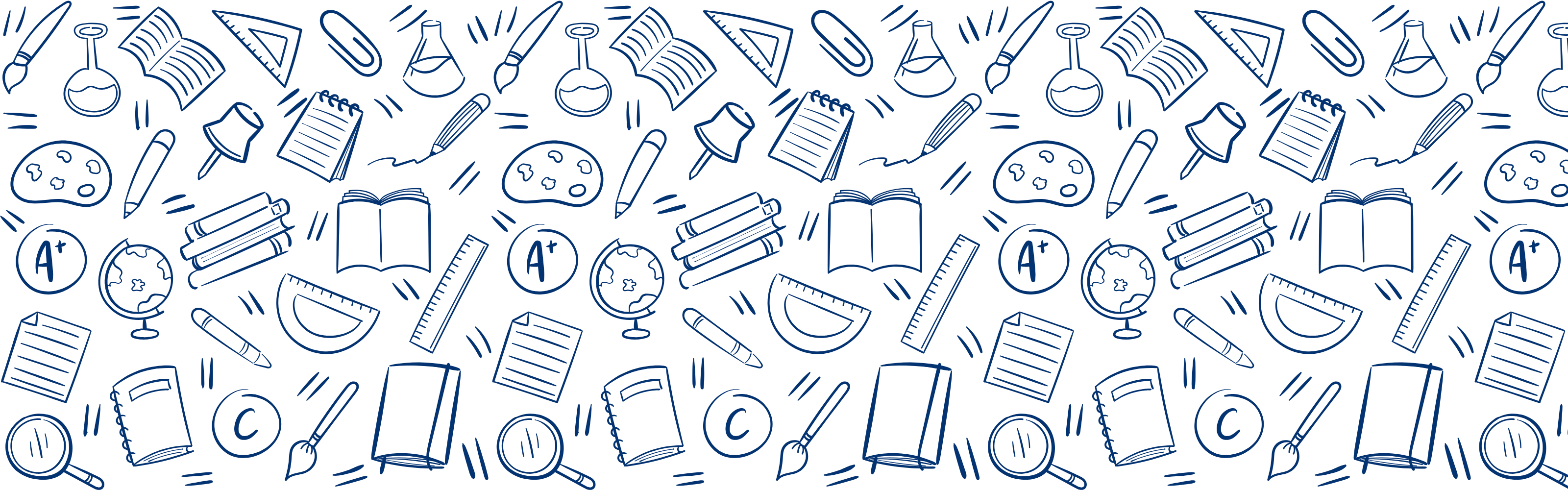 school supplies in background with blue overlay
