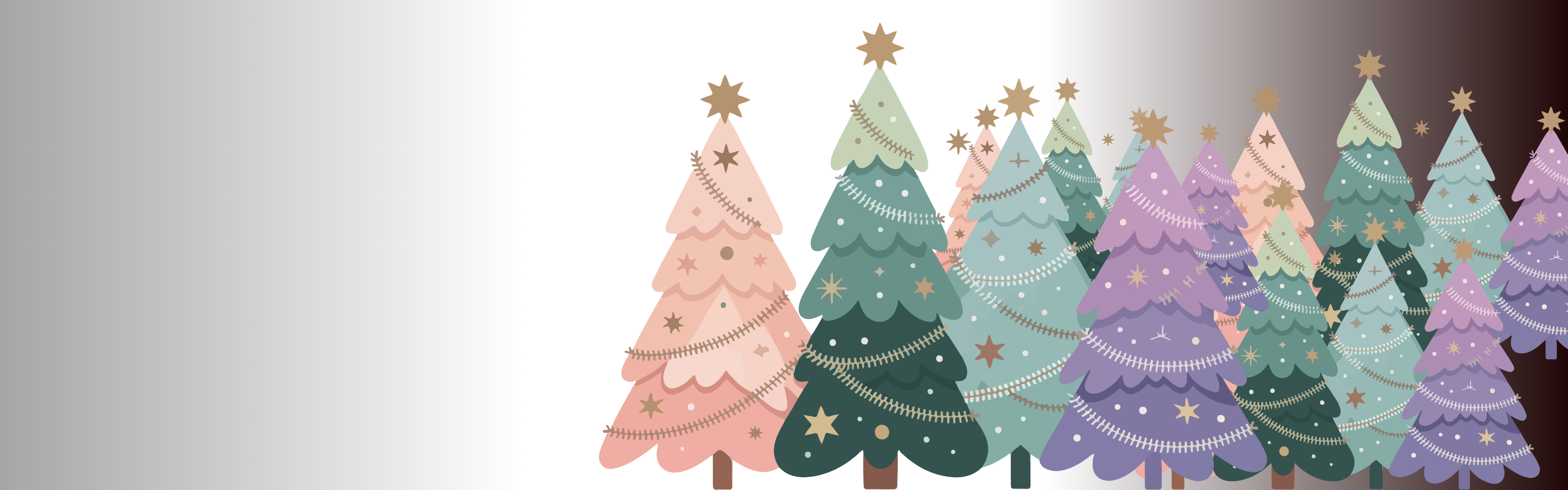 SEVERAL CHRISTMAS TREES ON THE RIGHT SIDE