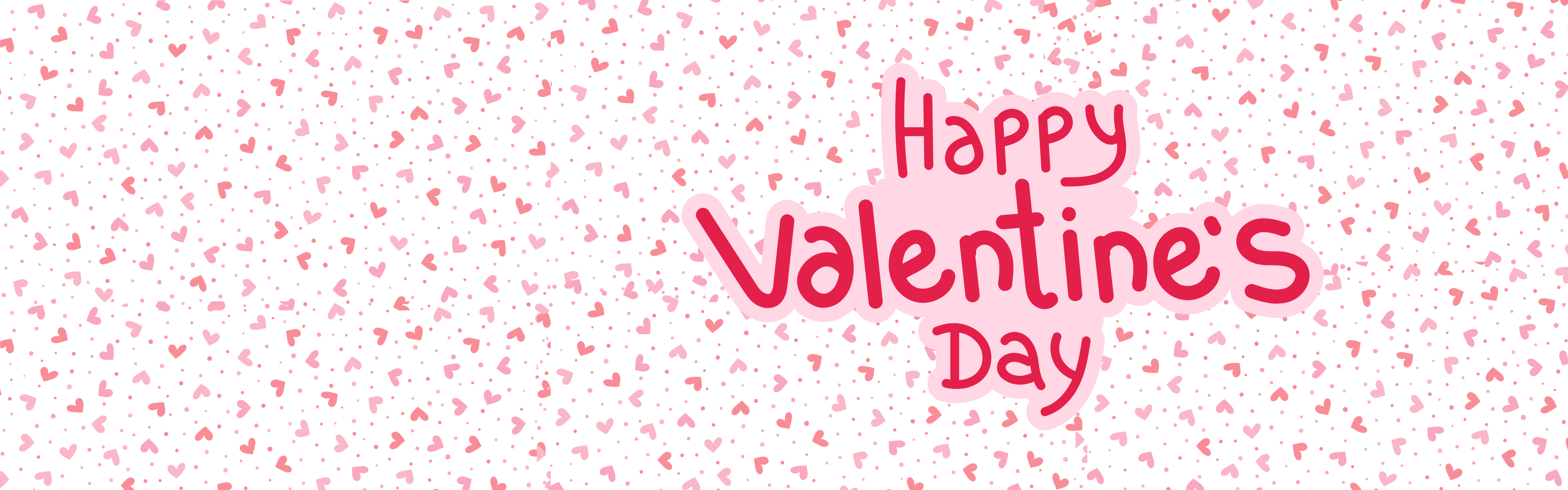 Small pink and red hearts for the background, with a big Happy Valentines Day