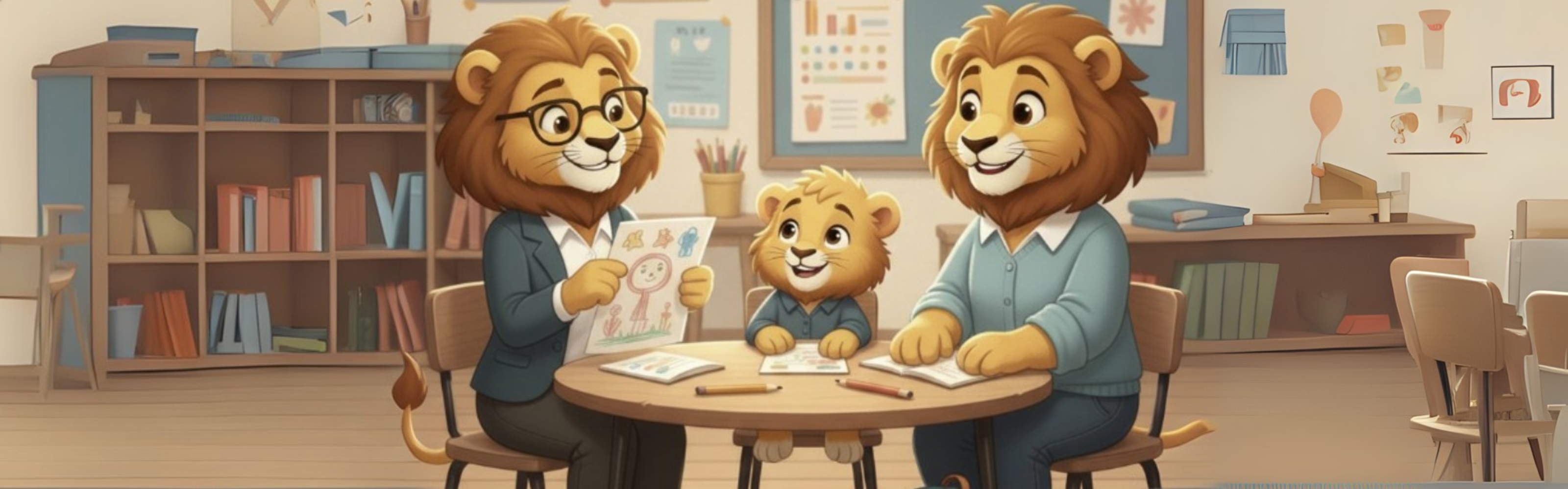 Lions having a parent teacher conference