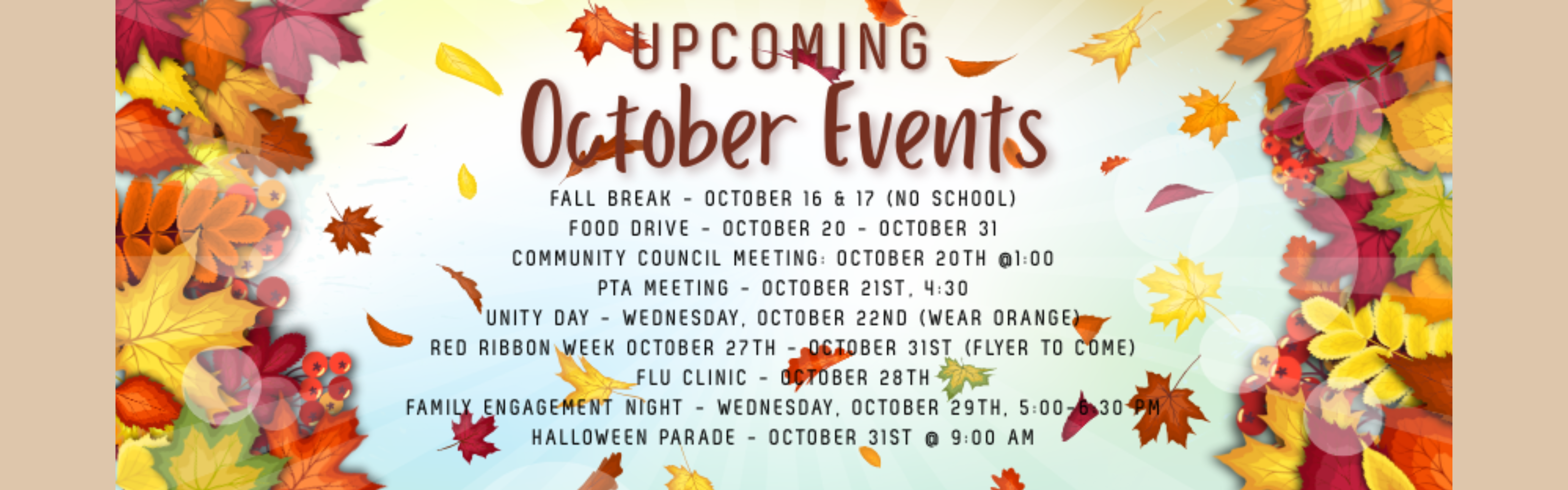 Octobor upcoming events