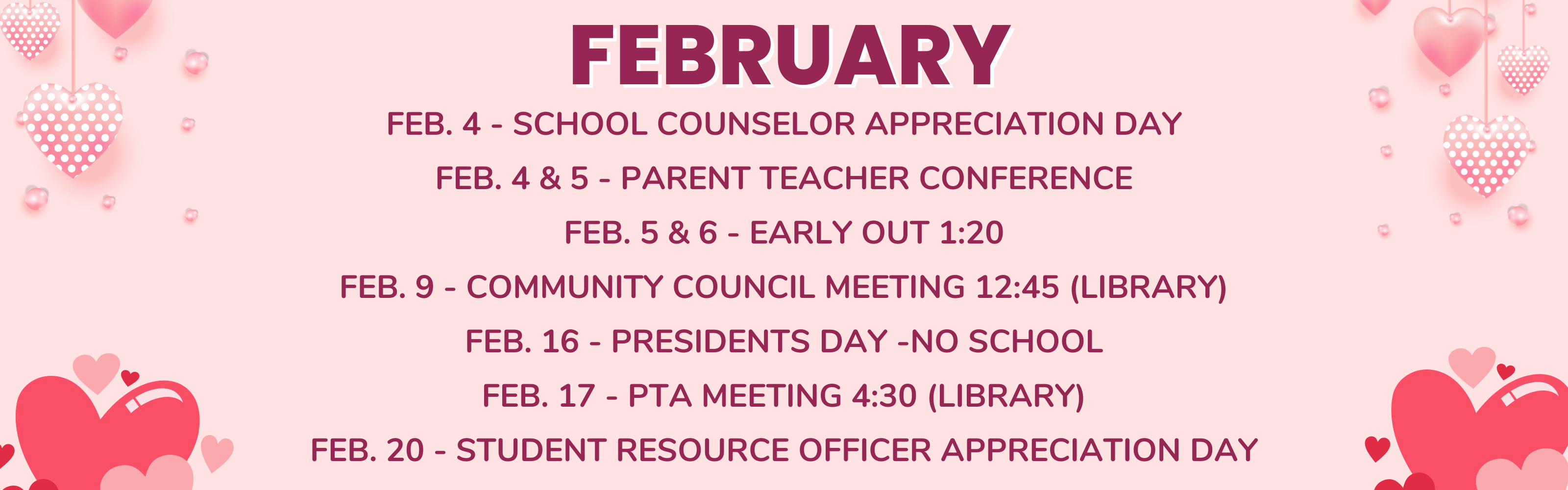 February calendar banner