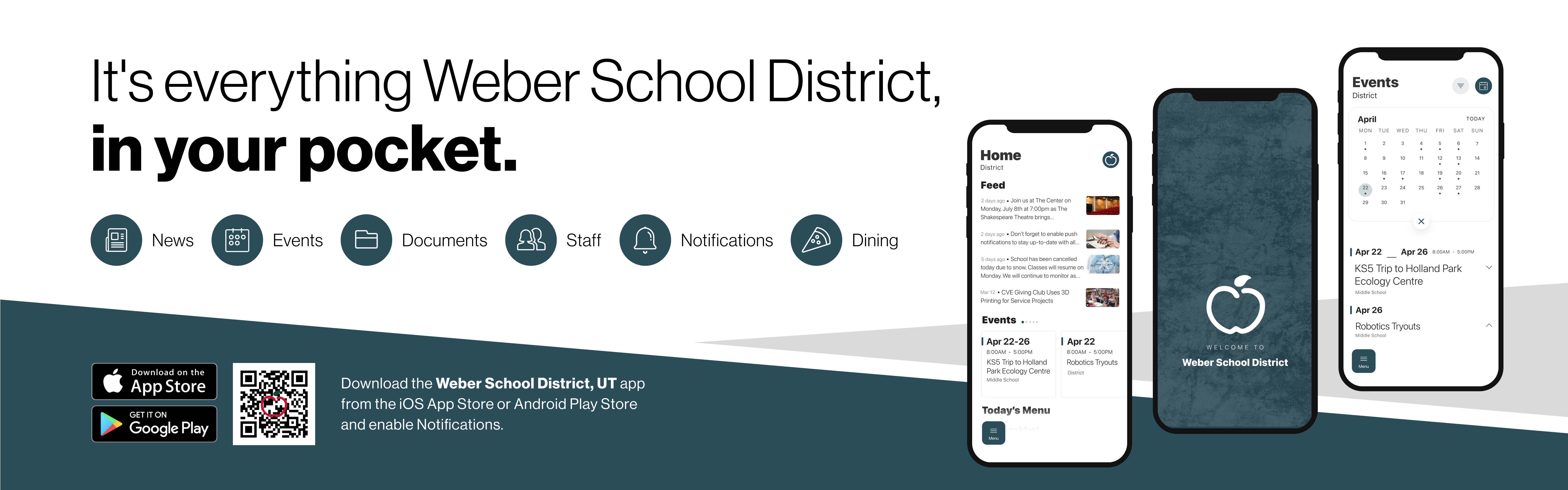 Download the new Weber School District app in the iOS or Google Play stores! It’s everything Weber School District in your pocket.