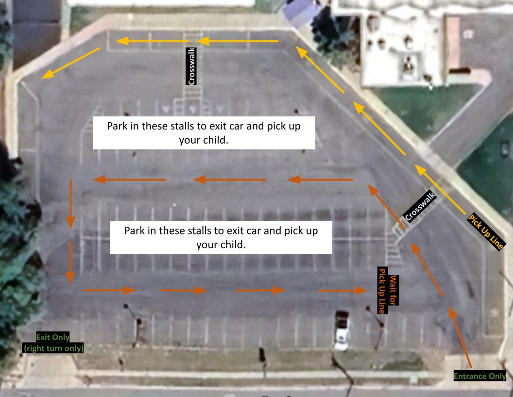 Picture depicting roy elementary parking lot and parking procedures.