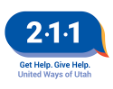 speech bubble with the numbers 211.  Get Help. Give Help.  United Ways of Utah. 