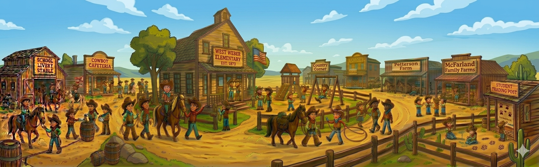 Western scene depicting West Weber Elementary
