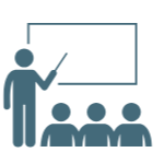 image of a teacher at a board with students looking on