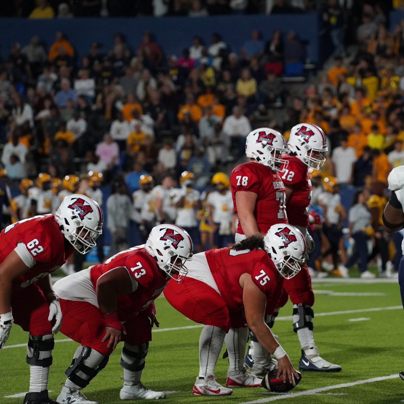 McKinney Boyd offensive line lined up to run a play
