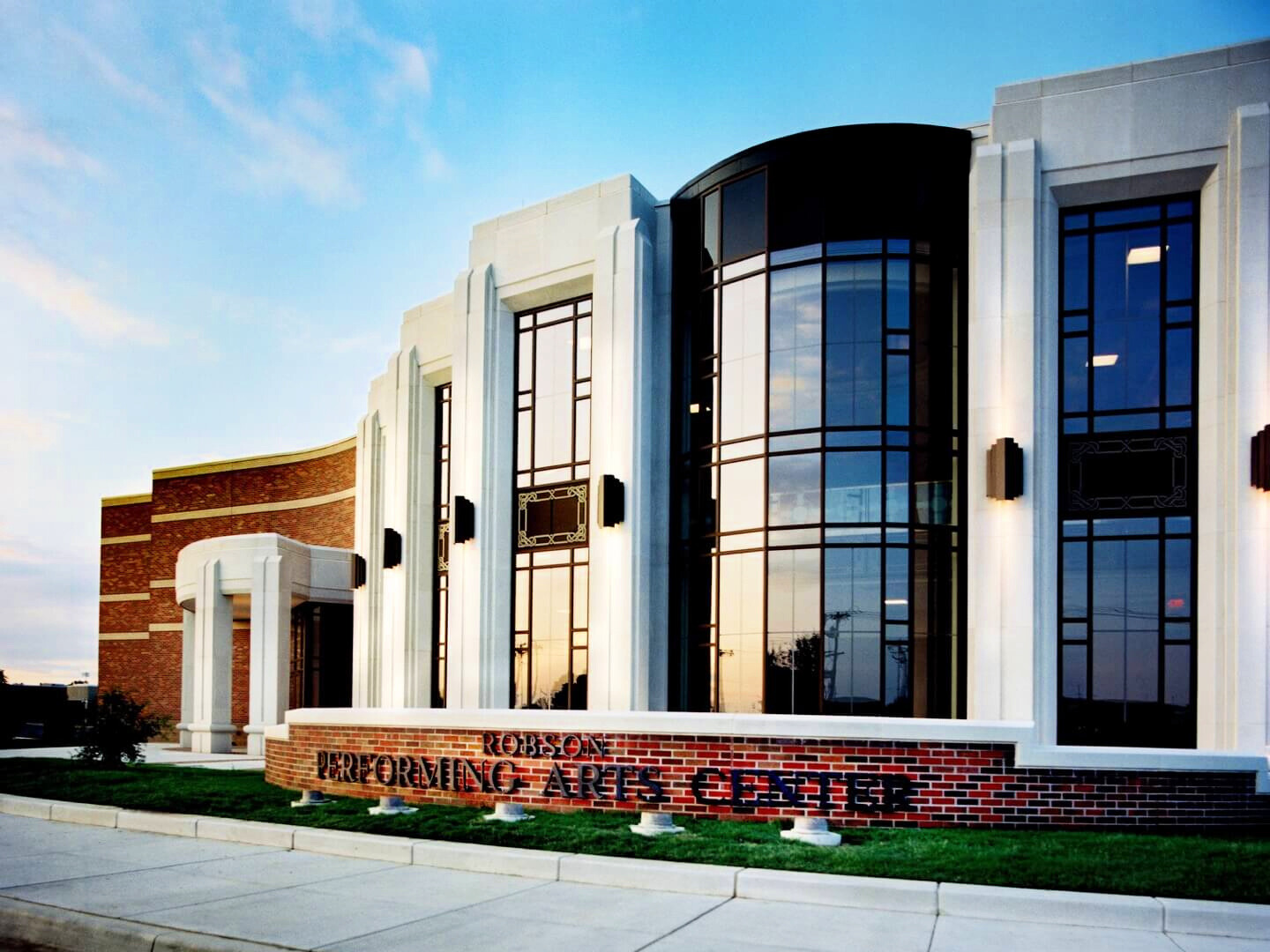 Front exterior of the Robson Performing Arts Center in Claremore, OK