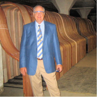 Jerry Hastings in the Steinway facility where they build the pianos