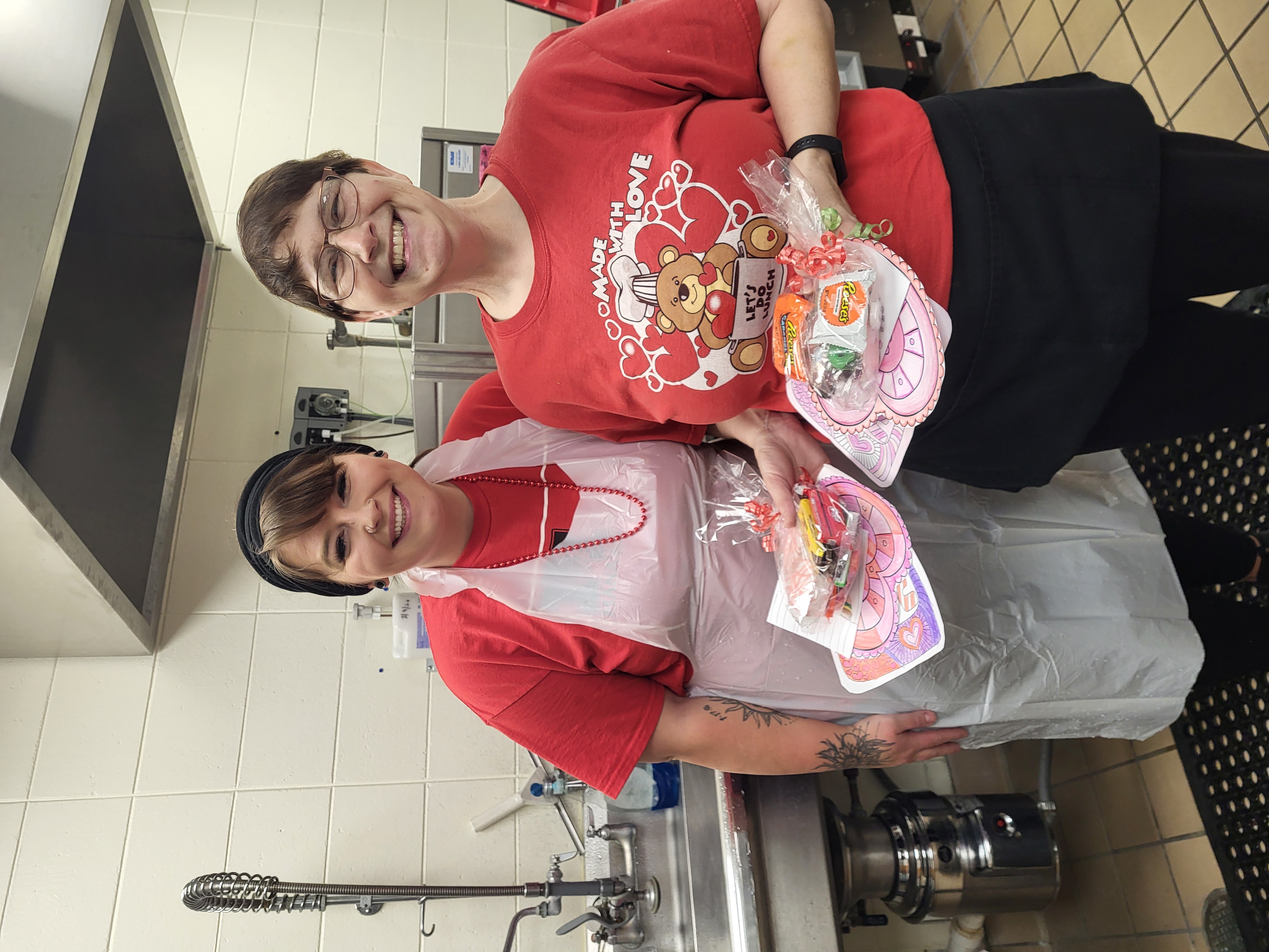lunch ladies got valentine candies from MES students 