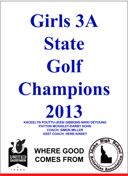 Girls 3A State Golf Champions 2013