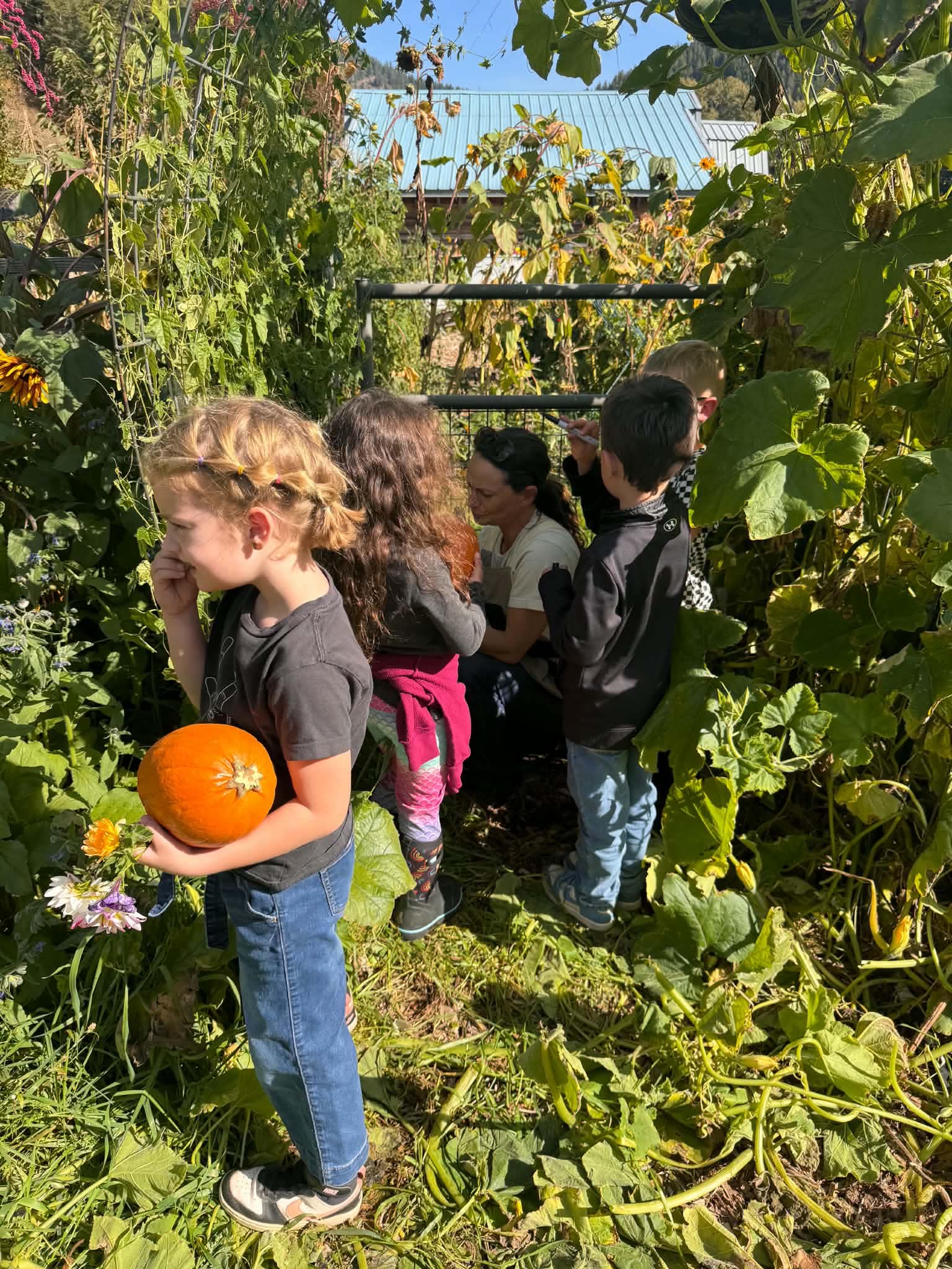 students on field trip to farm