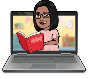 bitmoji in a laptop with a book