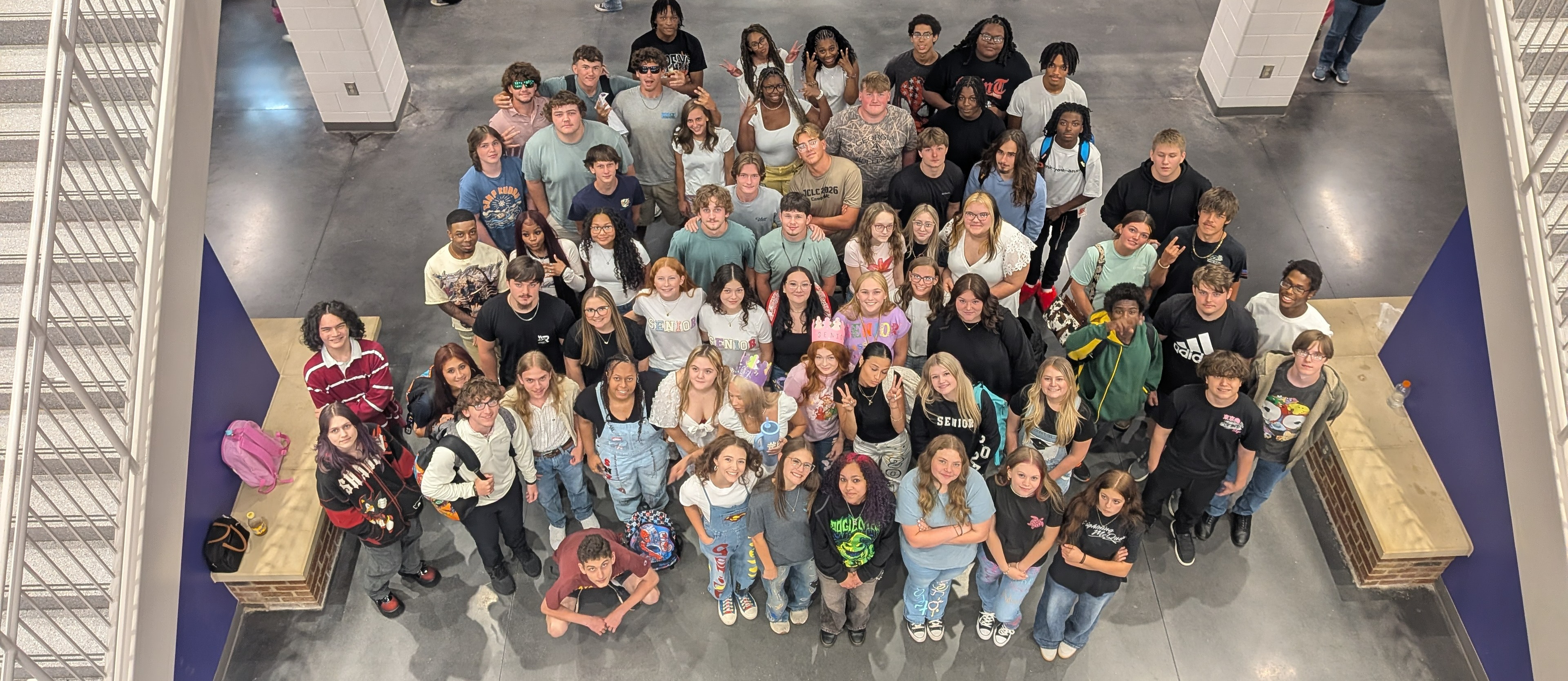 class of 2027 standing in the ccmhs atrium