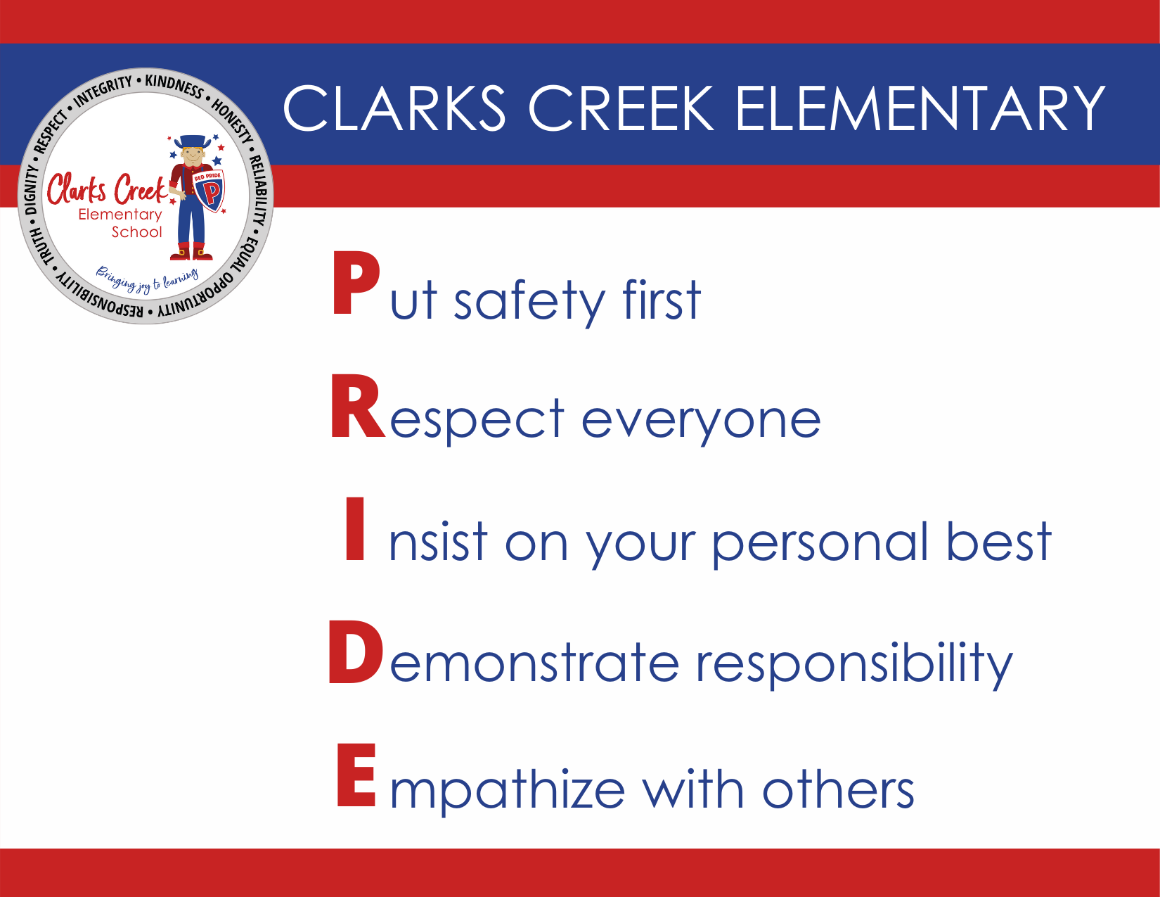 Clarks Creek PRIDE pledge