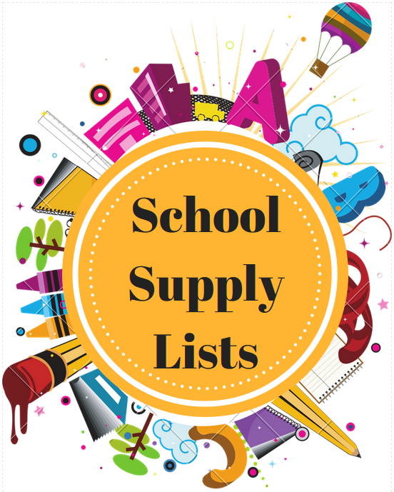 school supply list clipart