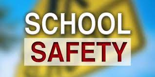 School safety with crosswalk sign behind it